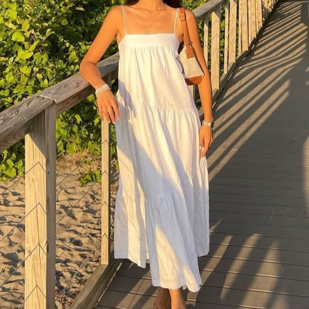A&F white maxi flowy dress